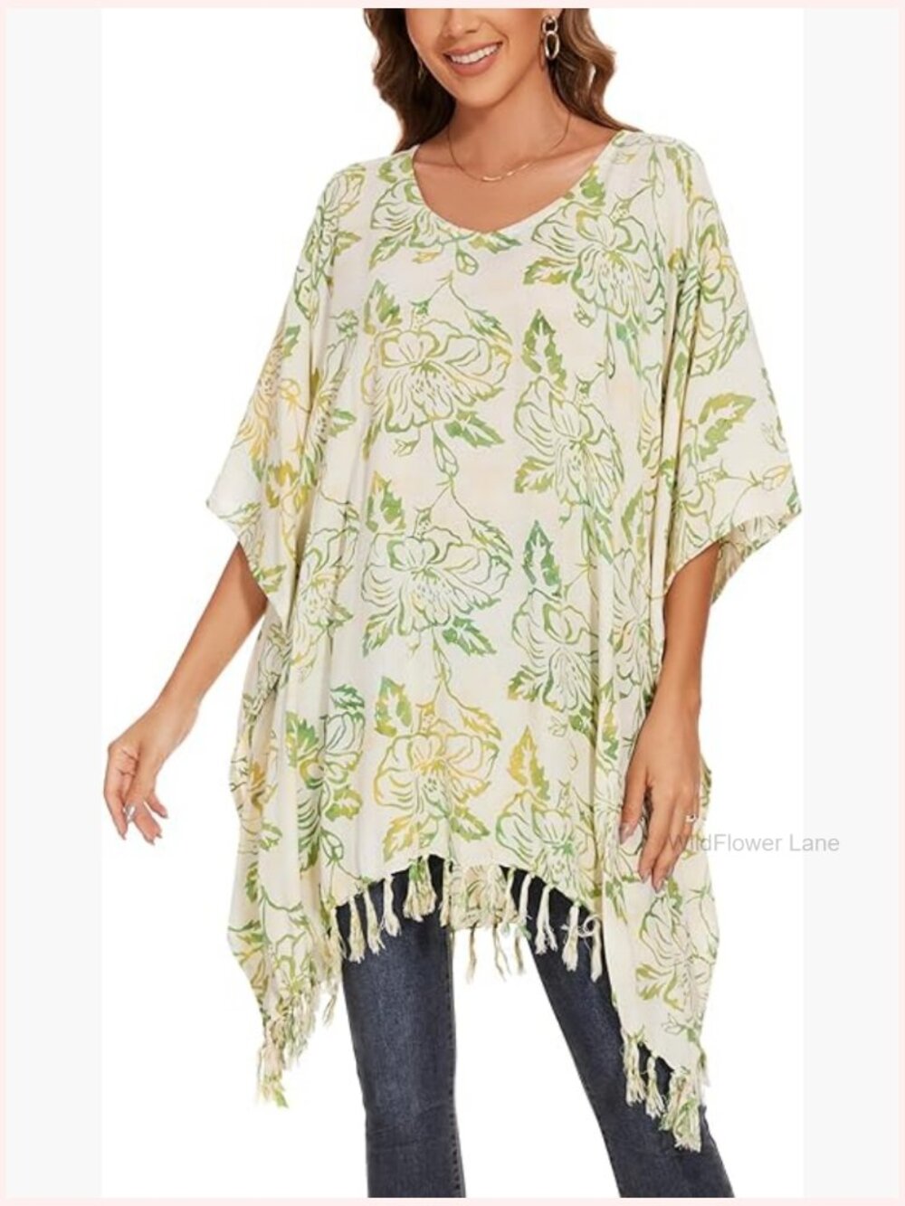 Plus Size Batik Kaftan Tunic Top Flowy Rayon Short Loose Cover Up